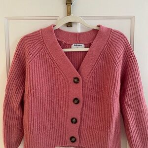 Old Navy Pink Ribbed Knit Cardigan Sweater